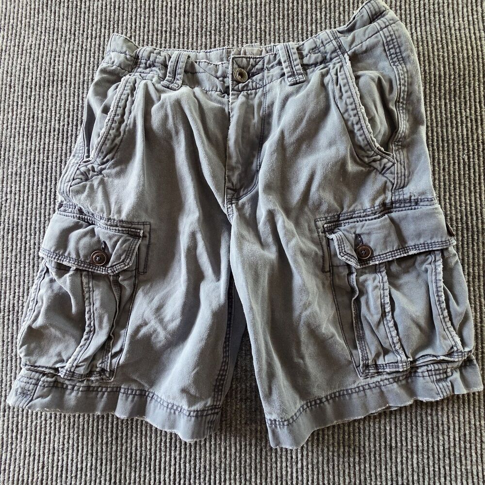 American Eagle Grey Cargo Shorts Classic Length Mens Size 30 Canvas